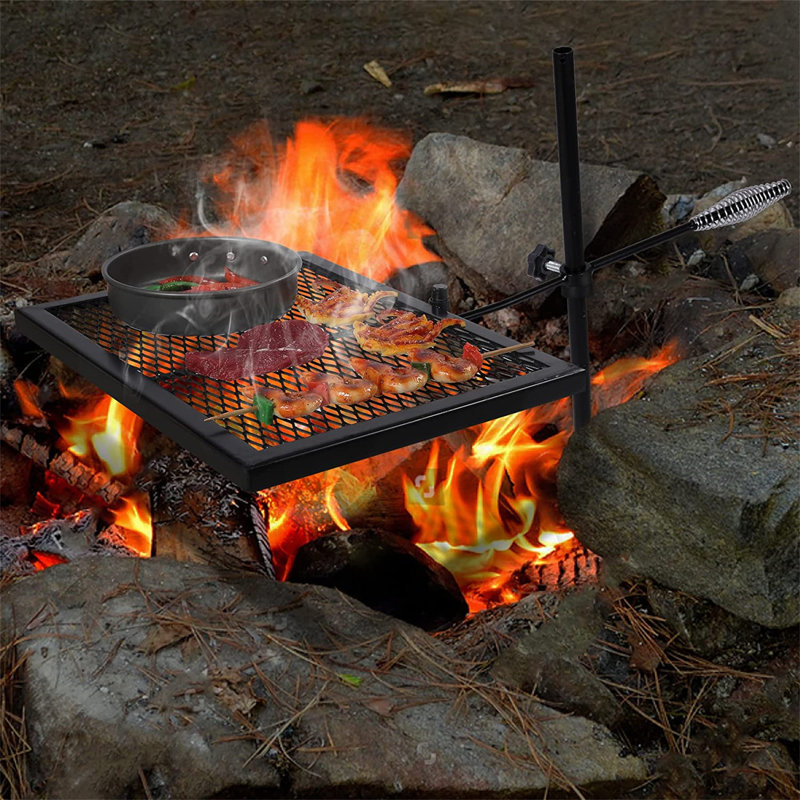 REDCAMP Swivel Campfire Grill Heavy Duty Steel Grate Over Fire Camp Grill With Carrying Bag For Outdoor Open Flame Cooking Wayfair